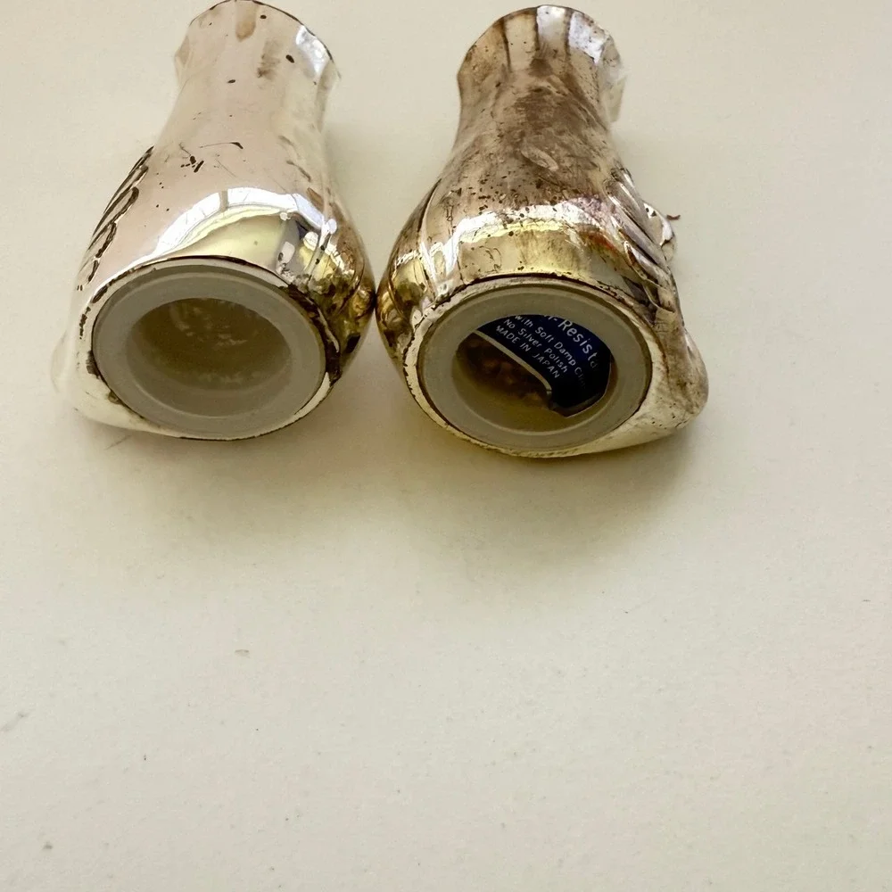 Vintage 90s Swan Salt And Pepper Shakers Silver Plated Collectible Retro 1.5